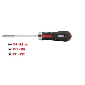 Ratchet screwdriver 1/4´´ + 6 bits, KS Tools