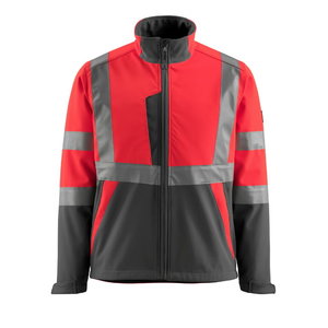 Softshell jakk Kiama kõrgnähtav CL2, punane/hall, Mascot