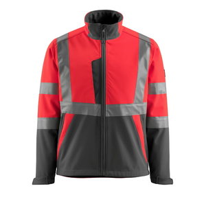 Softshell jakk Kiama kõrgnähtav CL2, punane/hall XL, Mascot