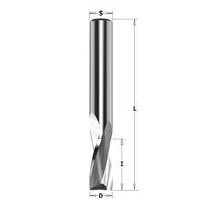 Upcut spiral bit for aluminium and PVC HWM Z2 RH 16x25x82mm S=16mm