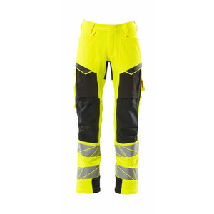 Trousers 19079 stretch, hi-vis CL2, yellow/black 82C58