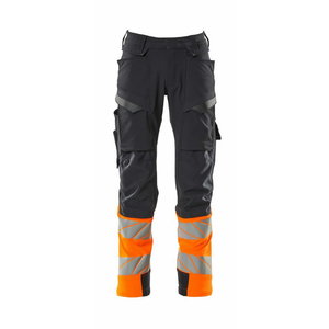 trousers 19179 stretch, hi-vis CL1, d. navy/orange 82C52, Mascot