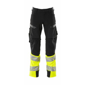 trousers 199179 stretch, hi-vis CL1, black/yellow 82C44, Mascot