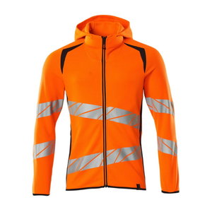 Hoodie with zipper, Accelerate Safe, CL3 orange/navy, Mascot
