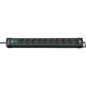 Premium-Line extension socket 10-way black 3m H05VV-F 3G1,5 