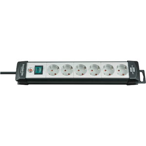 extension socket 6-way black/lightgrey 5m H05VV-F 3G1,5 