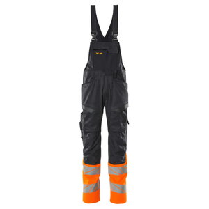 Hi-vis bib-trousers Accelerate Safe stretch zones CL1, black/orange, Mascot