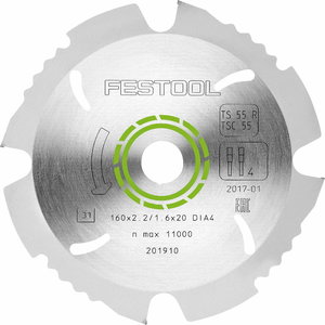 Deimantinis Pjovimo diskas MDF plokštėms 160x2,2x20 mm, -5°, Festool