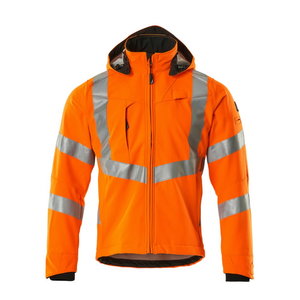 Softshell jacket with hood Blackpool, hi-vis orange, MASCOT