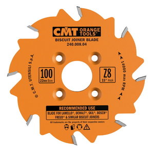 BISCUIT JOINER BLADE HW 100X3.96/3.1-3.8X22 Z8 FLAT 