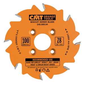BISCUIT JOINER BLADE HW 100X3.96/3.1-3.8X22 Z8 FLAT 