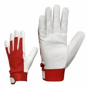 Gloves, goat leather, cotton handback, fleece lining, winter