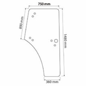 Door glass LH 9 holes CLAAS ARION 430