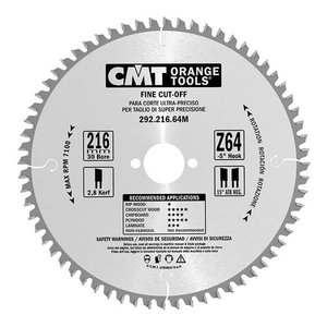 Fine cut saw blade for wood 216x30mm Z80 a-5° Neg. ß15° ATB, CMT