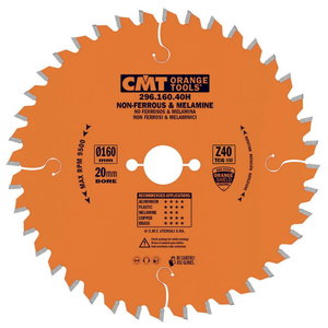 Diskas spalvotų metalų pjovimu HM 165x2.2/20mm Z40 a-6° ßTCG, CMT