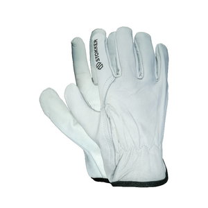 White premium goatskin drivers glove, rubberized back 11, Stokker