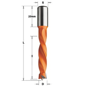 Grąžtas kaiščiams HW D= 7,5 X43X70 S=10X20 LH 