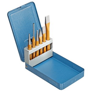Pin punch and chisel set 6 pieces in metal case, Gedore