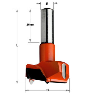 Grąžtas lankstams TCT- S=10X26 D=20X57.5 RH 