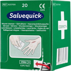 Salvequick Wound Cleanser refill (0,9% NaCl, sterile), 20pcs, Cederroth