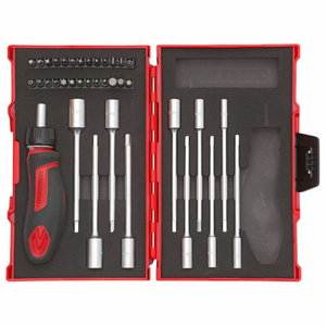 Tool set with T-handle ratchet 1/4 37pcs R49005037  Atsuktuvo antg, Gedore RED
