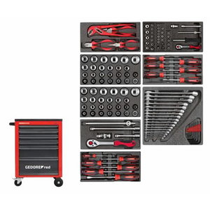 Įrankių vežimėlis+įrank. MECHANIC raudonas, 119vnt R21560001, Gedore RED