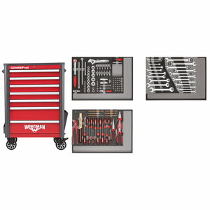 Įrankių vežimėlis+ įrank. WINGMAN raudonas, 129vnt R22071004 