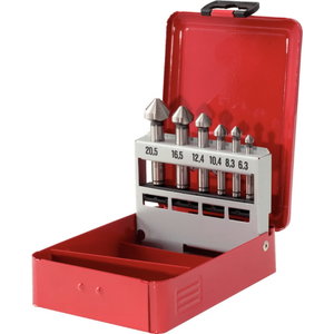 HSS Co 5 Cone and deburrer set, in metal case 6 pcs, KS Tools