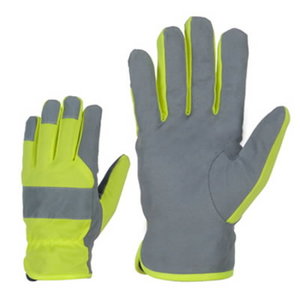 Winter gloves, synthetic leather, fleece lining, reflectors