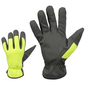 Gloves, synthetic leather, fleece lining, hi-vis, KTR