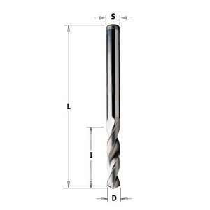 Solid carbide twist drill ''V'' point 120° sharpening LH, CMT