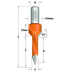 DOWEL DRILL WITH COUNTERSINK FOR THROUGH HOLES  HW  S=10x20, CMT