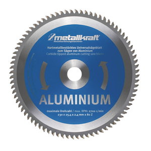 Saw blade for aluminum 230x2,4x25,4 Z80, Metallkraft