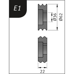 Bending rollers Typ E1, Ø 62 x 36 x 22 mm, Metallkraft