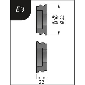Bending rollers Typ E3, Ø 62 x 36 x 22 mm, Metallkraft