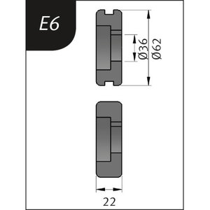 Bending rollers Typ E6, Ø 62 x 36 x 22 mm, Metallkraft