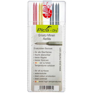 Marking pen core, graphite, multi color, 8pcs, Pica