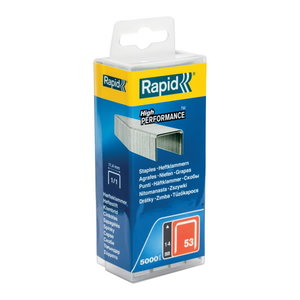 Staples 53/14 5000pcs, 11,4x0,75mm, red, plastic box, Rapid