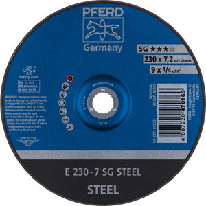 Шлифовальный диск для стали 230x7,2x22 A24R SG-E, PFERD