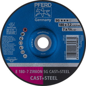 Slīpēšanas disks SG Cast + Steel 180x7mm ZIRKON, Pferd