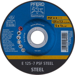 Slīpdisks 125x7,2mm PSF Steel, Pferd