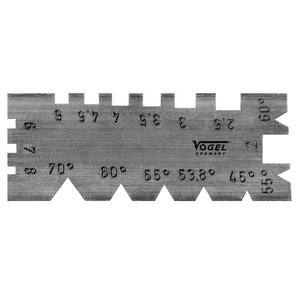 Angle and thread cutting gauge 45-70deg and 2-8mm 
