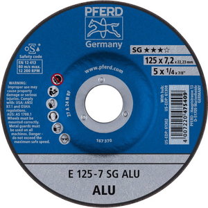 Šlifavimo diskas aliuminiui 125x7,2mm SG ALU, Pferd