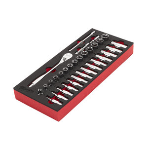 Ratchet + Socket Set Foam 3/8" 32pcs