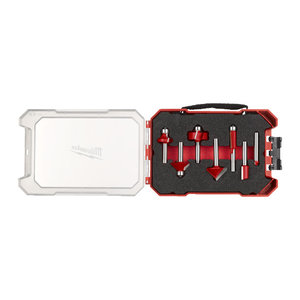Router bit set, 8 mm shaft, 7 pieces