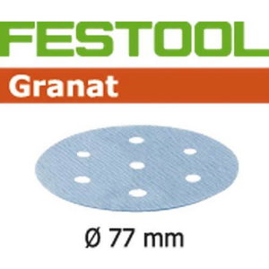 Шлифовальный диск на липучке Velcro Granat 6 отверстий 50шт 77mm P500, FESTOOL