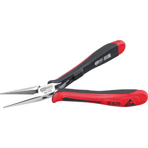 ESD long-nose pliers, straight, without cut, 140mm 