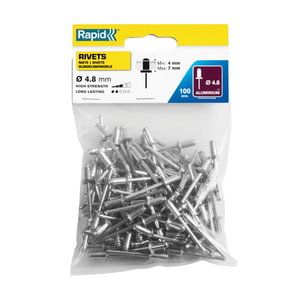 Standarta kniedes Al 4,8x10mm, 100 gab. 