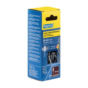 Kniedės auk&scaron;tos kokybės   Al 4,8x25mm 50vnt + Drill C 