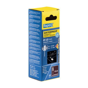 Waterproof rivets 4,8x14mm 50gab.+urbis komplektā, Rapid